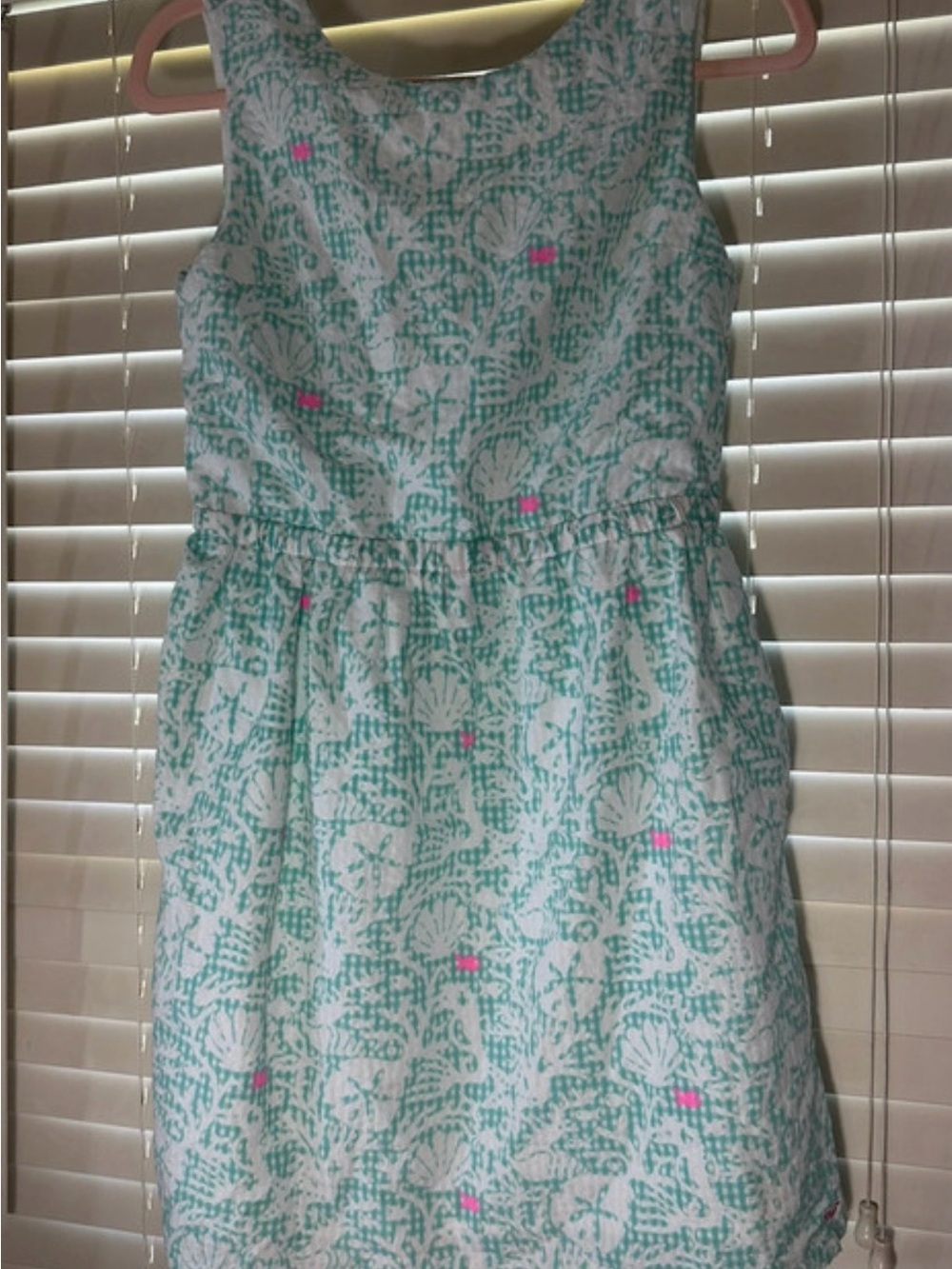 Vineyard Vines White Dress with Aqua and Pink Print